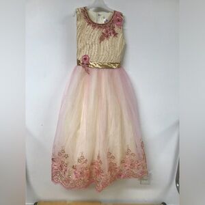 Big Girls Sleeveless Sequins Tulle Easter Party Wedding Flower Girl Dress